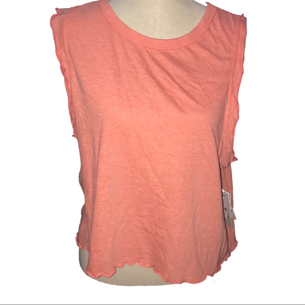 BP Coral Camelia Summer Muscle Tank Top Lettuce Hem Cotton Blend Thin Size Small